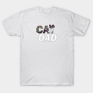 CAT DAD - grey and white cat oil painting word art T-Shirt